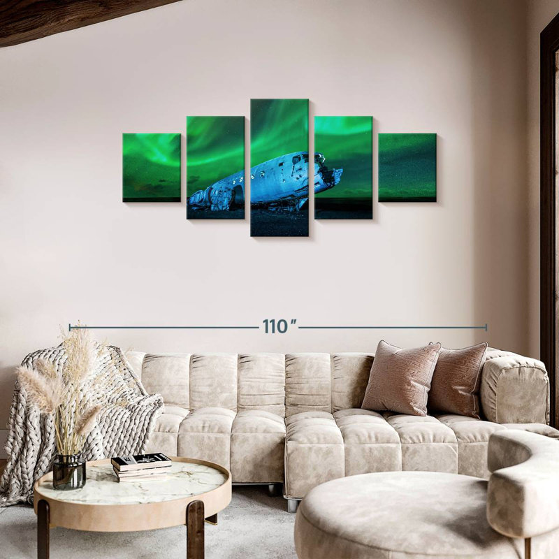 Vik Plane Ruins Aurora, 36" H x 80" W