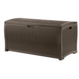 Dakota Fields Purnell 127cm W 375L Wicker Lockable Deck Box in Brown