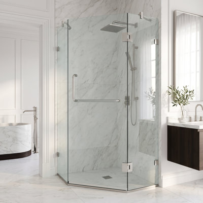 Cabine de douche à charnière sans cadre avec verre transparent 3/8 de l 36 po x P 36 po x H 73 po Piedmont