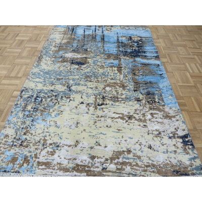 Tapis oriental moderne et coloré noué à la main 4 pi 1 po x 6 pi 2 po avec soie 59556E9CD7514C4FBE6D3F1AC20F9992