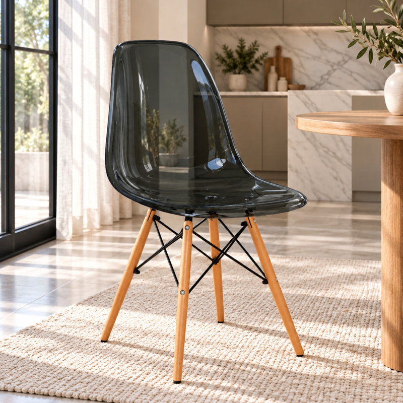 Chaise d'appoint de salle à manger Dubuque, Noir transparent, Individual