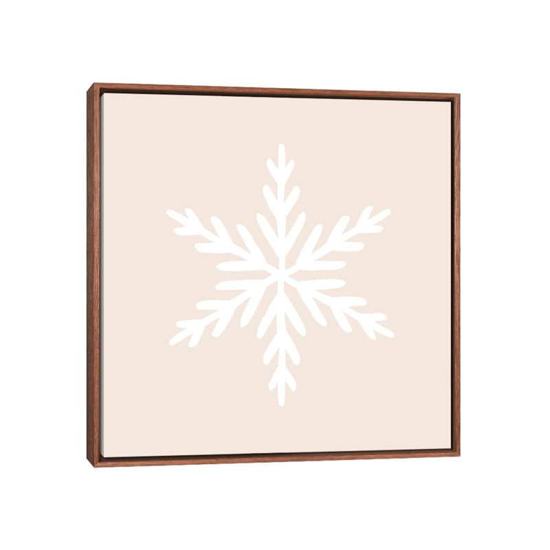 « Snowflake » par Orara studio-reproduction d’art, Toile avec cadre en bois brun classique, Pas de tapis