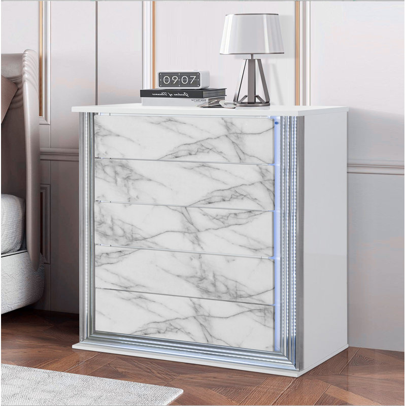 Commode en marbre blanc lune avec DEL