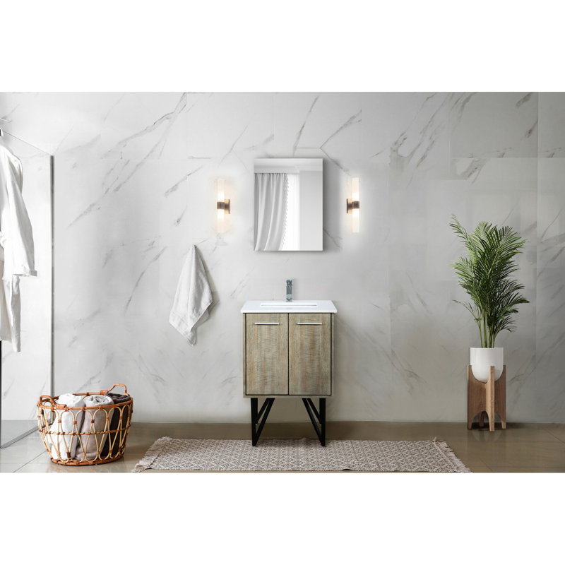 Meuble-lavabo rustique 24 po x 20 po avec comptoir en marbre et robinet - fermeture en douceur, protection contre les égratignures, espace de rangement suffisant, dents de culture 24 po x 20 po, nombreuses options