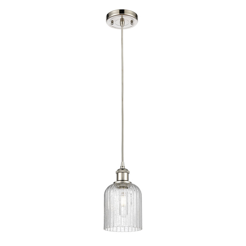 Luminaire suspendu 1 lumière Aalina, Nickel poli, Granuleux