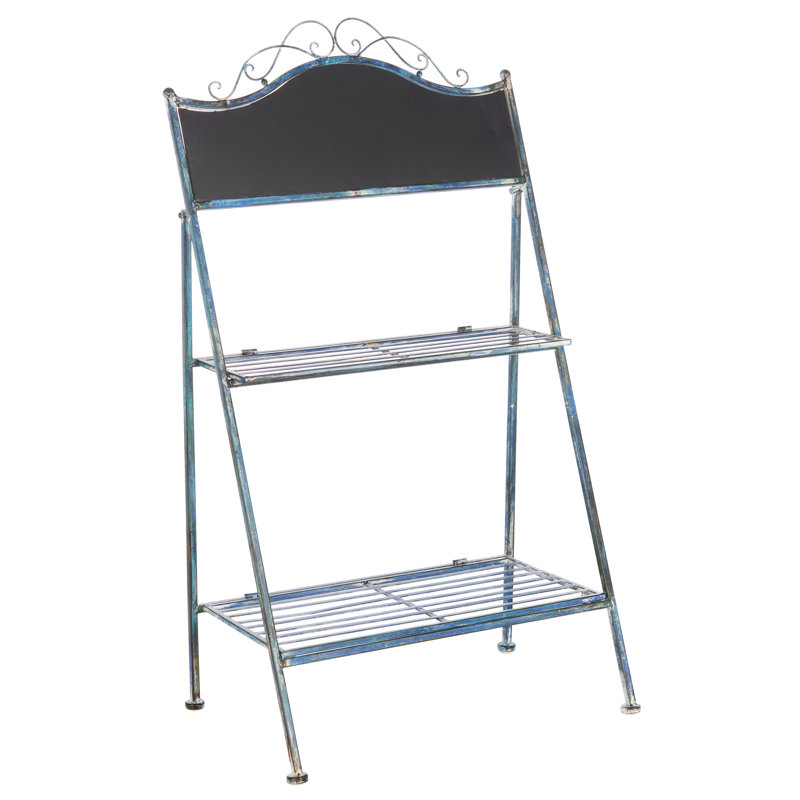 Mader Metal Weather Resistant Plant Stand, Antique Blue