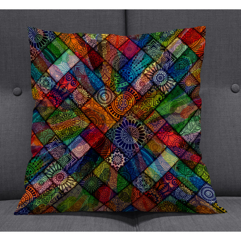 Throw Pillow With Insert, Multi Abstract 19, 16"H x 16"W