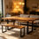 Ensemble de table de salle à manger Modern Kitchen, ensemble de table de salle à manger de style Mid-Century avec banc pour 4 à 6 personnes