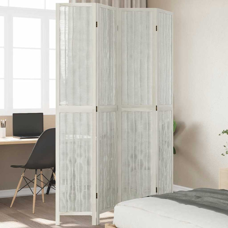 Akims 145cm W Solid Wood Accent Room Divider, White, 220cm H x 145cm W