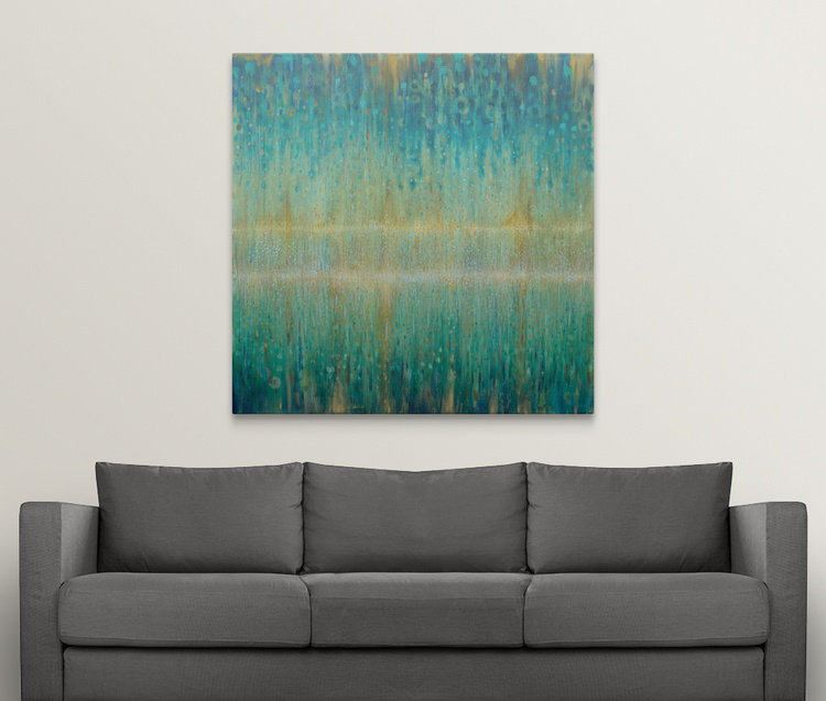Rain Abstract " Rain Astract I " by Danhui Nai, 24" H x 24" W x 1.5" D, Canvas