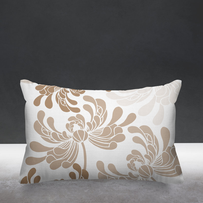 Maina Floral Indoor/Outdoor Throw Pillow, Beige