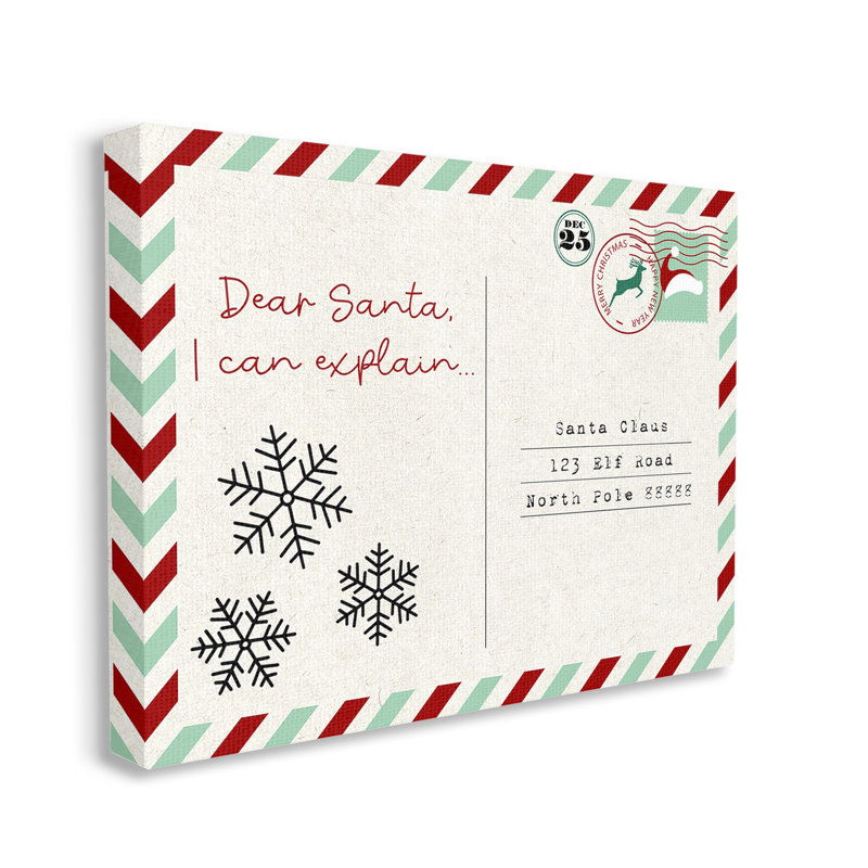 «Dear Santa Post card Wall Art» par Lil 'Rue, Wrapped Canvas, 16" H x 20" W x 1.5" D