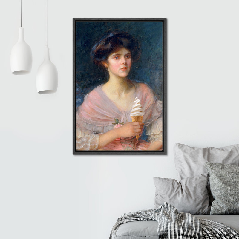 "Cône de crème glacée", H 24 po x l 16 po, Cadre flottant noir