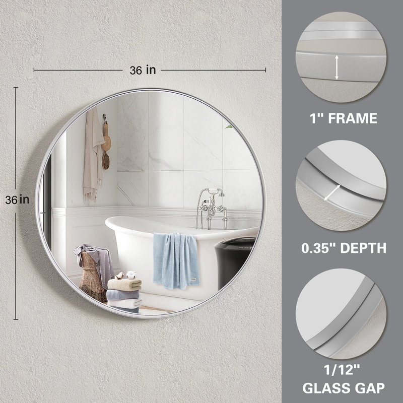 Miroir de salle de bain Morena, 36" x 36", Argent brossé