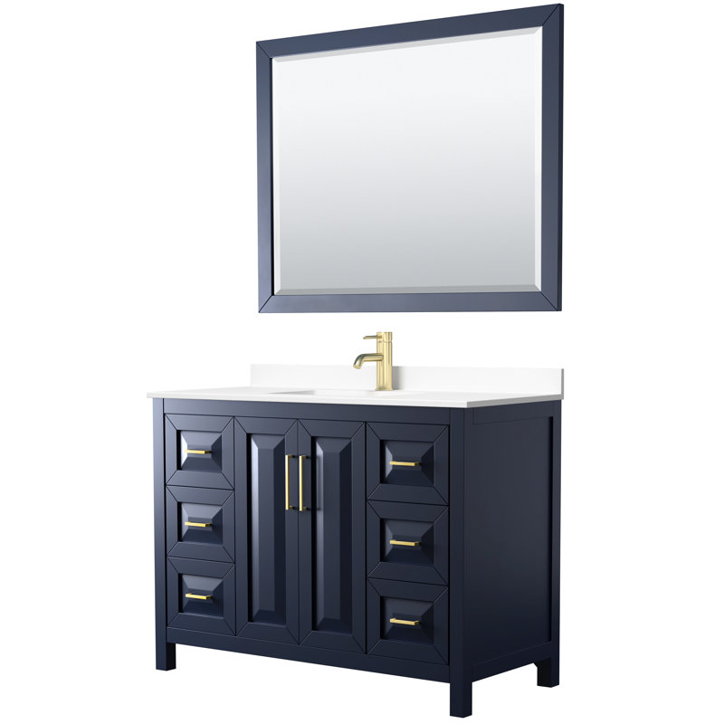 Daria 48'' W Single Vanity, Dark Blue, Brushed Gold