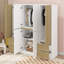 Armoire 6 portes en bois avec 4 tiroirs à l'intérieur, tablettes, rail suspendu