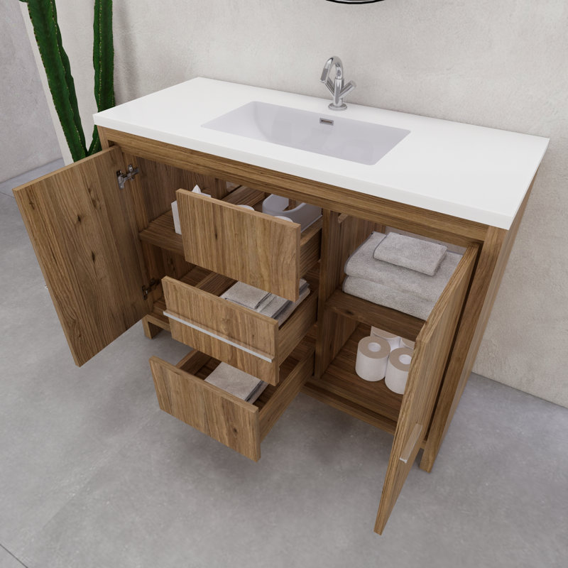 Eden 48" Single Sink Bathroom Vanity Set, Oak