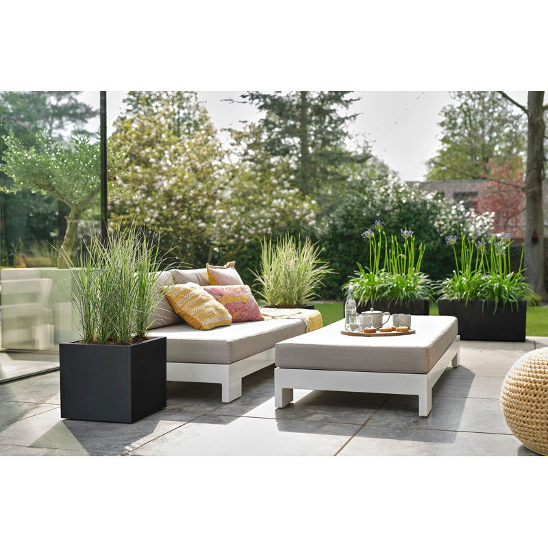 Vivo Next Square Planter Box, 37cm H x 39cm W x 39cm D, Living Black