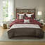 Elegant Red Embroidered 7-piece Bedding Sets Polyester For Home