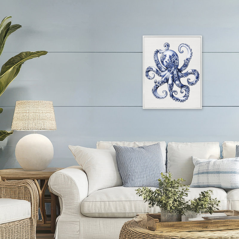 Impression sur toile Funky Toile, H 20 po x l 16 po, Estampe numérique encadrée blanc bord de mer