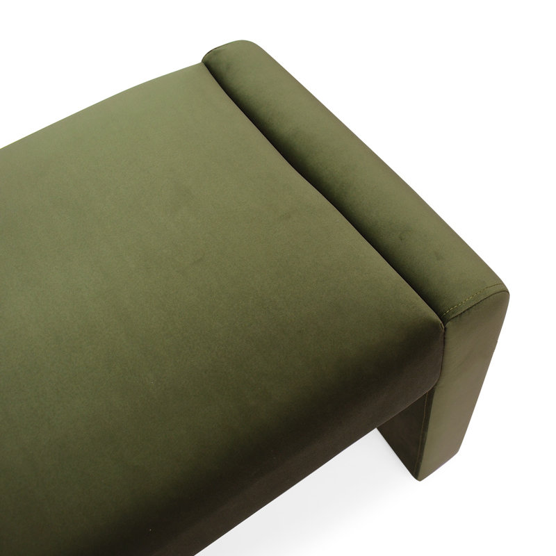Banc rembourré Wagenen, Velours vert olive