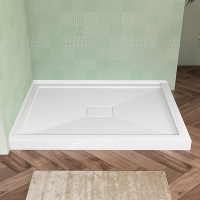 Base de douche rectangulaire en acrylique 48 po x l 36 po avec plateau de douche à double seuil en acrylique et couvercle de drain central