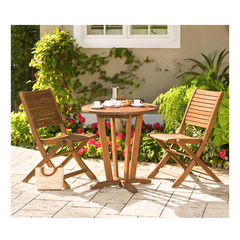 Eucalyptus Folding Bistro Chairs, Set of 2