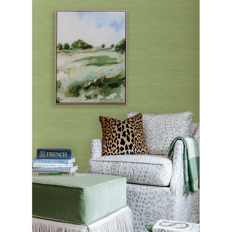 18 ft x 20.5 in x 0.025 in Grasscloth Peel and Stick Wallpaper Roll, Green