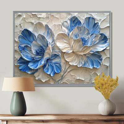 Velours crème Ilza bleu Rhododendron III - art mural rhododendron