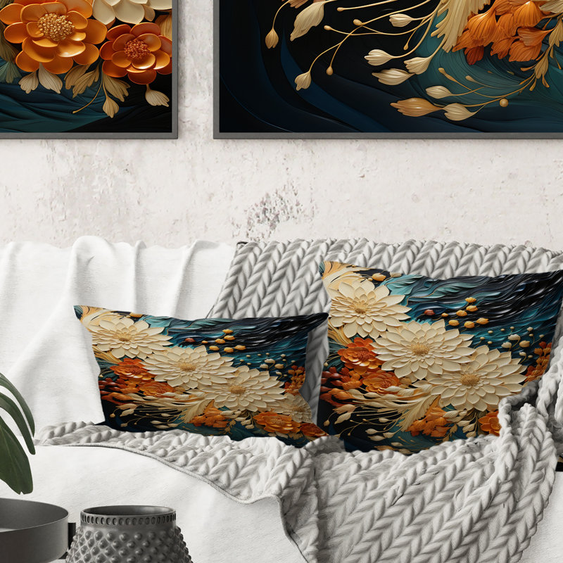 Coussin Orange Botanical Whirlwind III - Abstract Botanicals