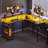 Lameen L Shaped Computer Desk with Power Outlets & RGB Lights, Corner Desk with Monitor Shelf-839632120-825884477