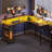 Lameen L Shaped Computer Desk with Power Outlets & RGB Lights, Corner Desk with Monitor Shelf-839632120-859819408