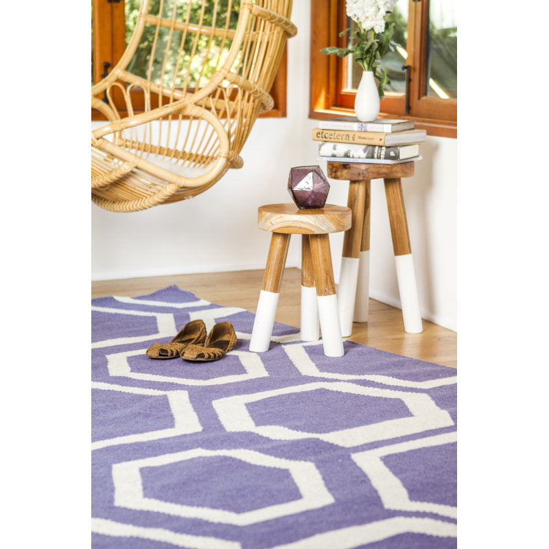 Wool Geometric Area Rug, Rectangle 5' x 8'