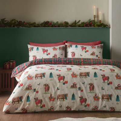 Christmas Highland Cow Reversible Duvet Cover Set