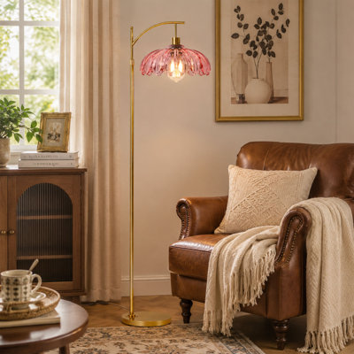 Mid Century Modern Gold Floor Lamp with Remote Dimming