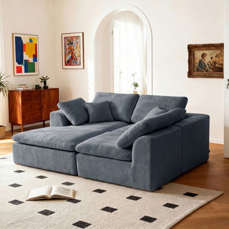 Canapé modulaire moderne en L avec méridienne, 33,5 po H x 110,2 po L x 70,1 po P, Orienté à gauche (vu de face)