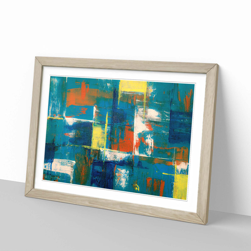 Abstract Art Painting Vol.277 by S.Johnson - Framed Print, 48cm H x 65cm W x 2cm D, Oak Framed