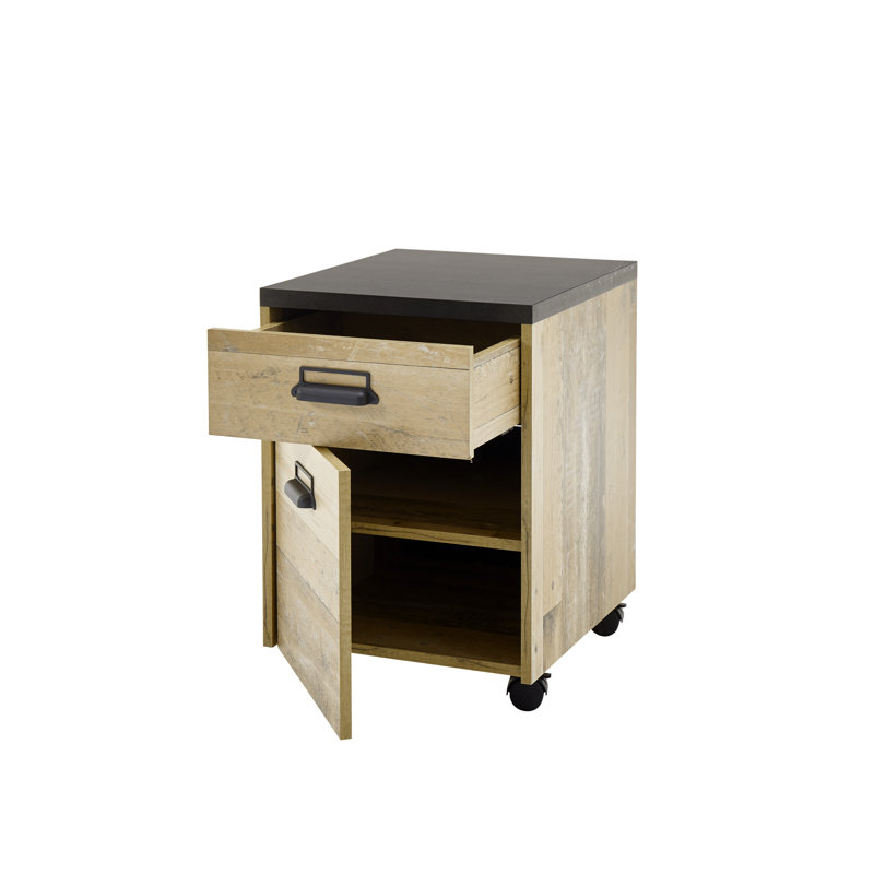 Jackeline 47cm Wide 1 -Drawer Mobile File Cabinet, Natural/Black