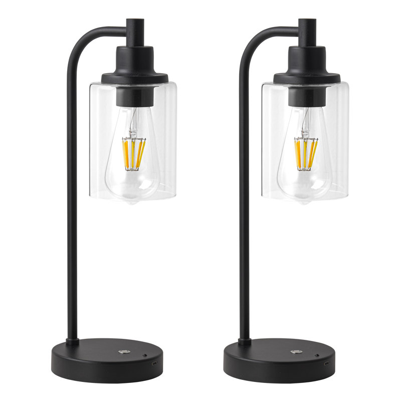 Ensemble de 2 lampes de table sans fil à intensité variable de 3 po avec 3 ampoules Edison et télécommande St64