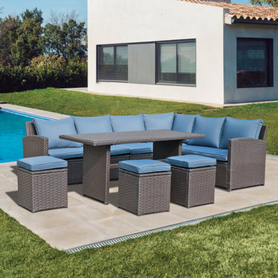 Trypimeni Premium All-Weather Wicker 9 - Person Patio Conversation Sets with Cushions