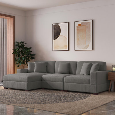 Milbrey 2-Piece Corduroy Modular Sectional with Loose Back 