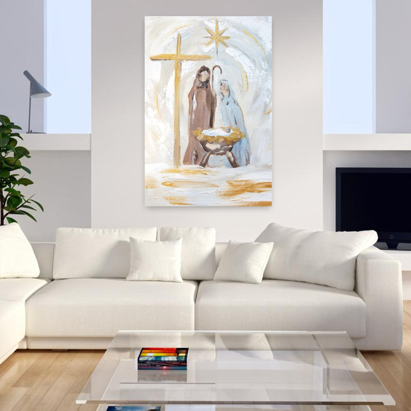 Nativité subtile abstraite, paysage contemporain, art naturel, H 48 po x l 32 po