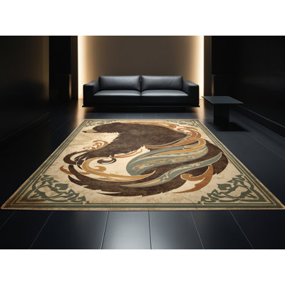 Tapis lavable à la machine en velours brun rustique Ulster