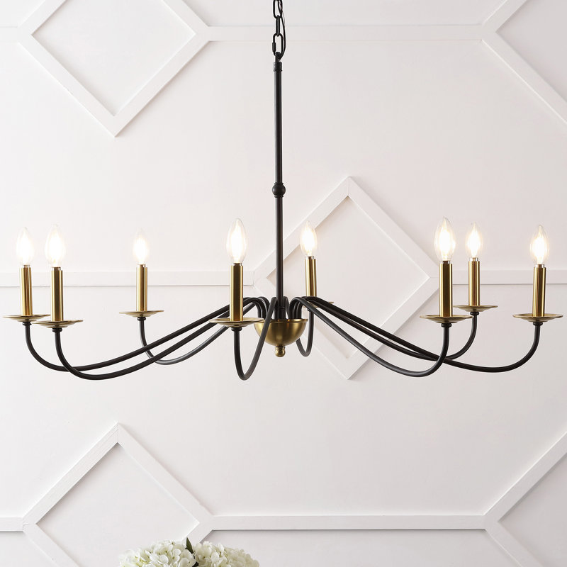 Wicklow Bohemian Farmhouse Iron LED Chandelier, Matte Black/Brass Gold, 22.5" H x 40" W x 40" D