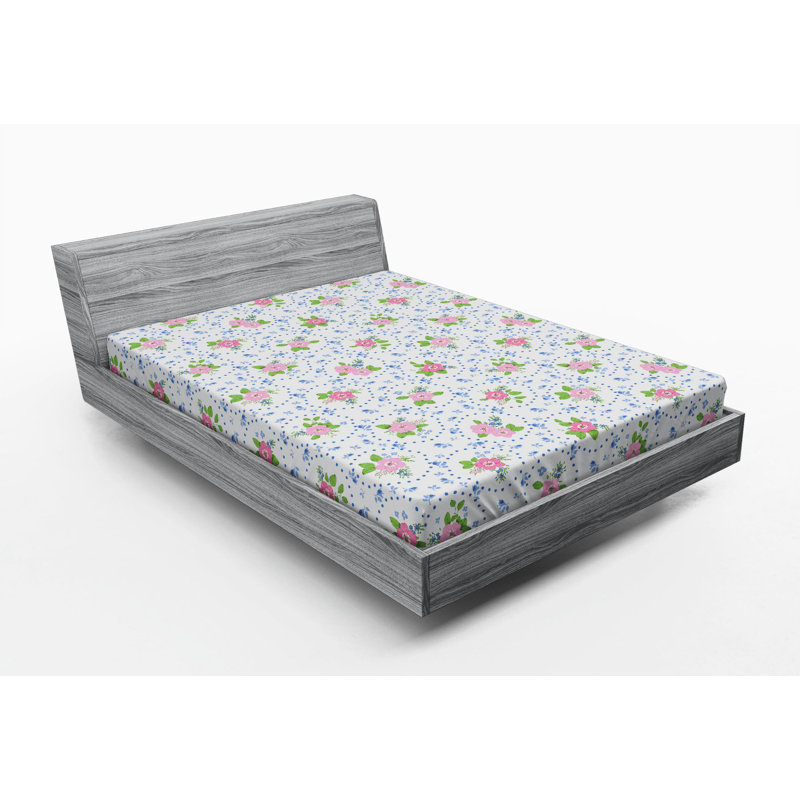 Microfiber Floral Fitted Sheet, Full Fitted Sheet