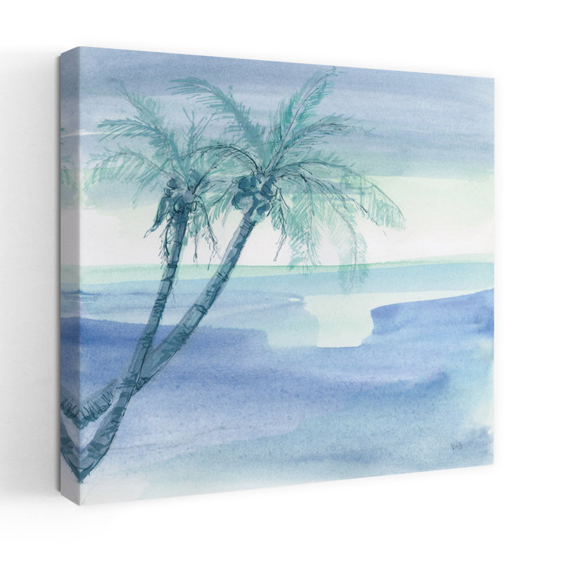 «Peaceful Dusk I Abstract Palm Tropical», art du paysage, H 18 po x l 18 po