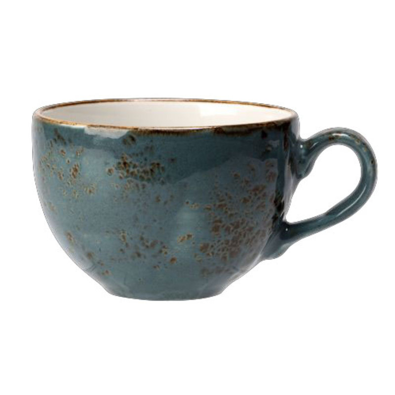 Tasse basse bleu artisanal, 12, Bleu/brun