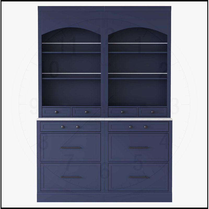 Armoire autoportante haute de 83,7 pouces de hauteur avec plateau supérieur et 5 tiroirs de rangement, ensemble de 2, bleu