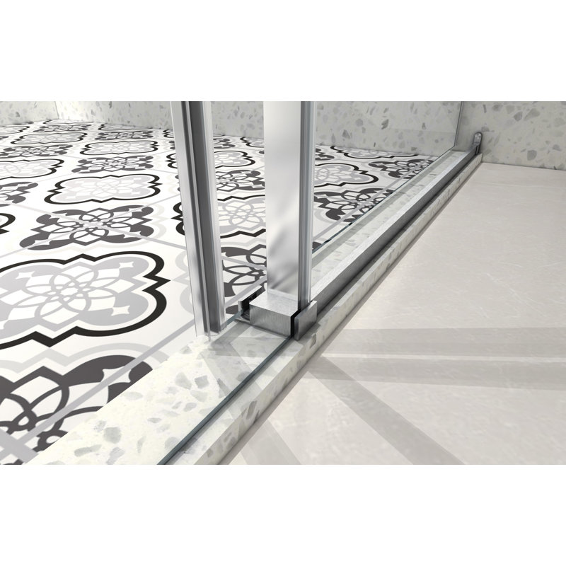 48'' W x 76'' H Clear Tempered Glass Frameless Shower Door