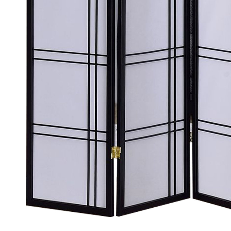 Cloison pliante Keitez, 4, Noir / blanc, 6 pi